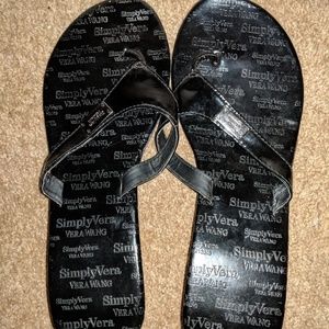 Black Simply Vera Wang Wedge Flip Flops